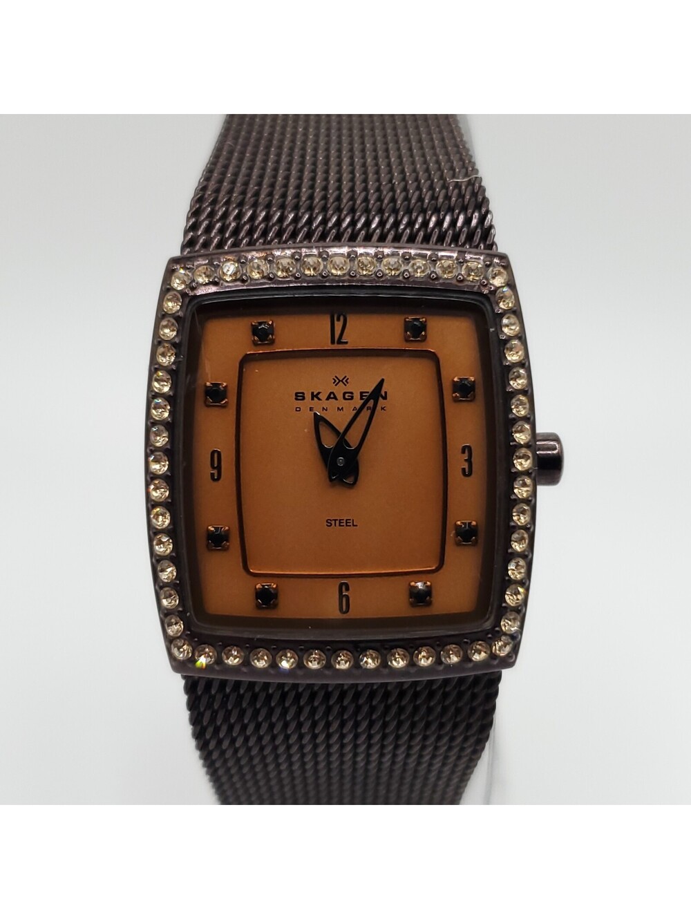 Skagen 7 Jewels  Watch Women 21mm Square Brown Dial New Battery  Working